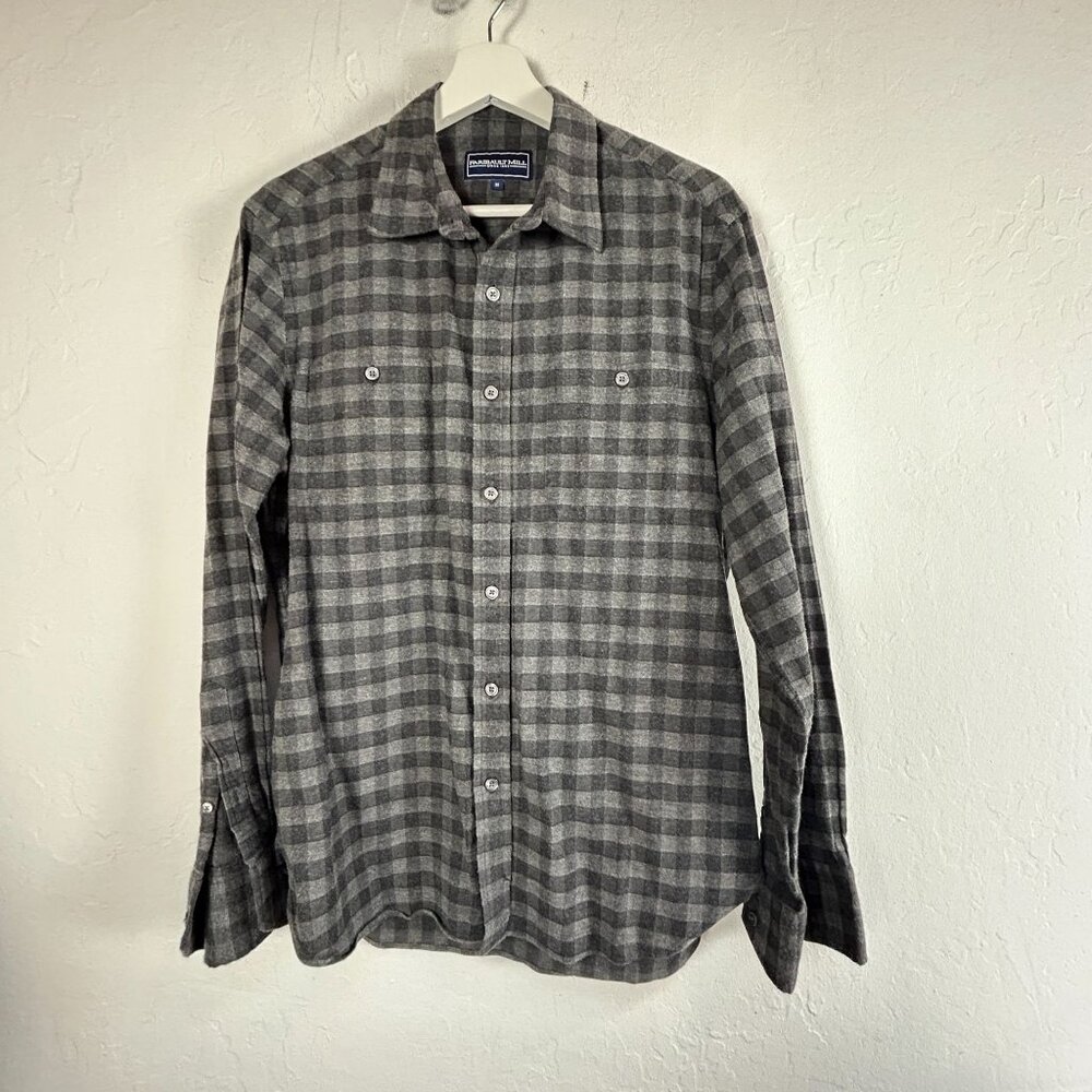 Faribault Mill Mens Gray Plaid Button-Up Shirt Medium Long Sleeve Wool Blend